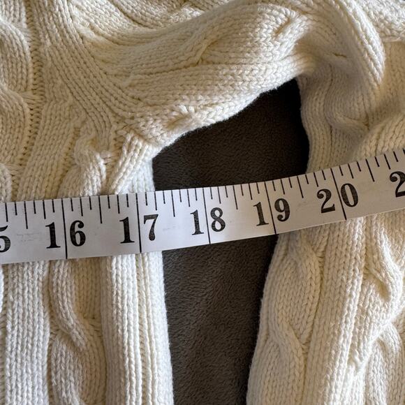 Tommy Hilfiger 2005 Turtle-Neck Cable Knit Cream Fisherman Sweater Women Small - Picture 4 of 6